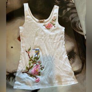 Vintage White Floral Tank Top